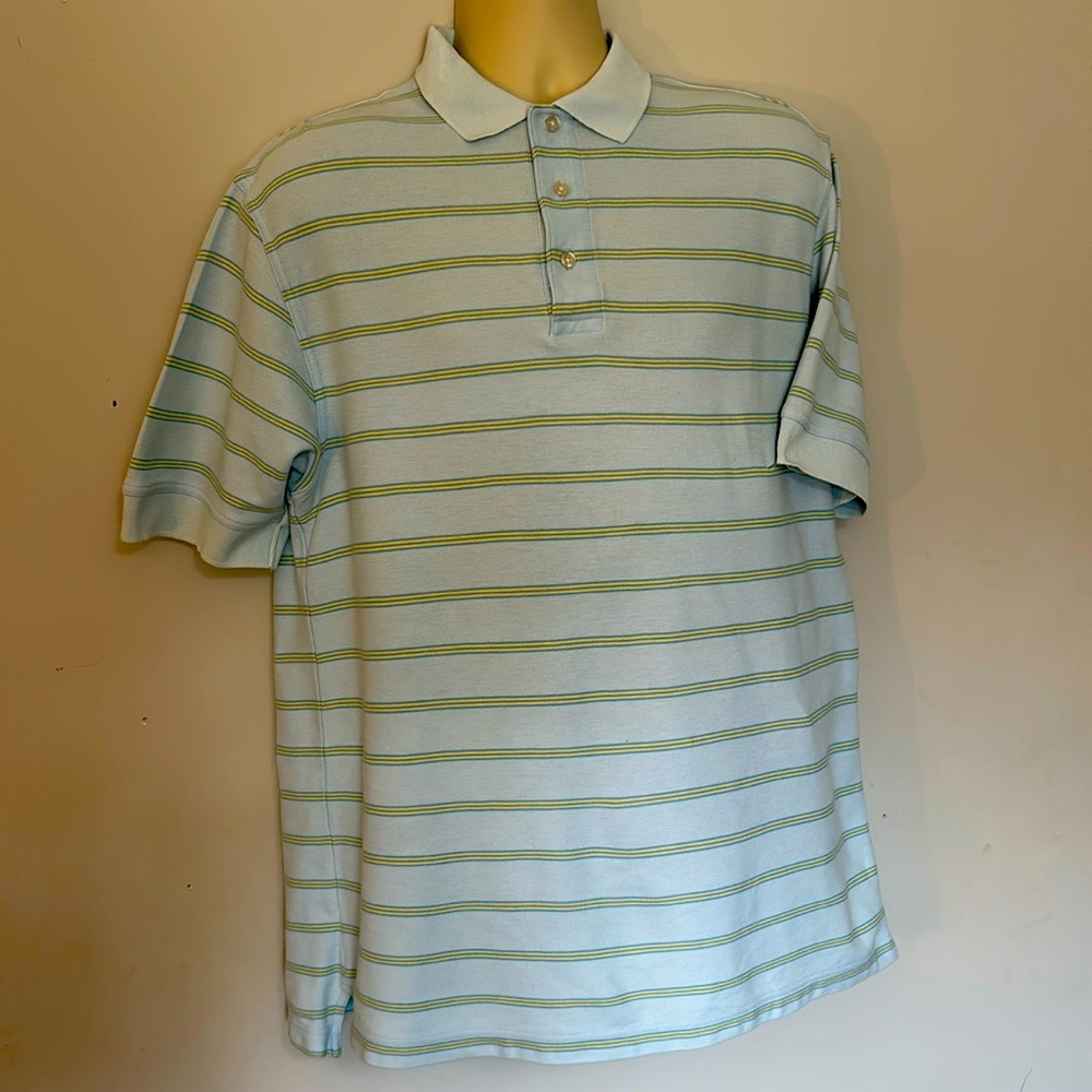 Ivy Crew ClassicsStripped short sleeve collar shirt. Large. light blue yellow